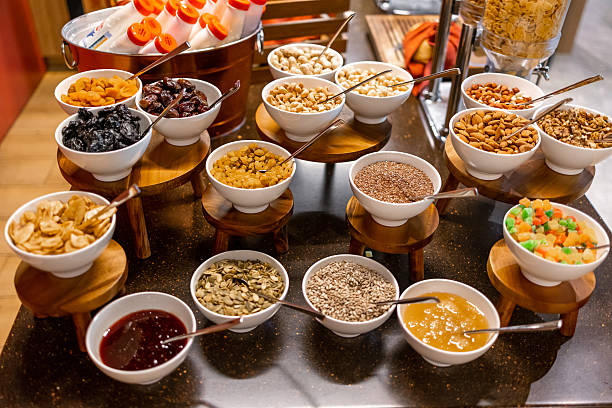 Varied breakfast bowls with different toppings